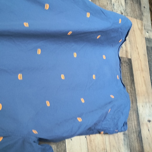 Abound Novelty Hamburger Print Navy Blue Short Sleeve Button up Shirt Large Men - Picture 12 of 13